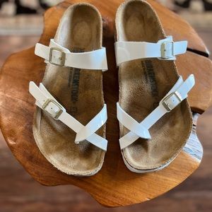 Birkenstock Mikari, White Patent Leather Size 38